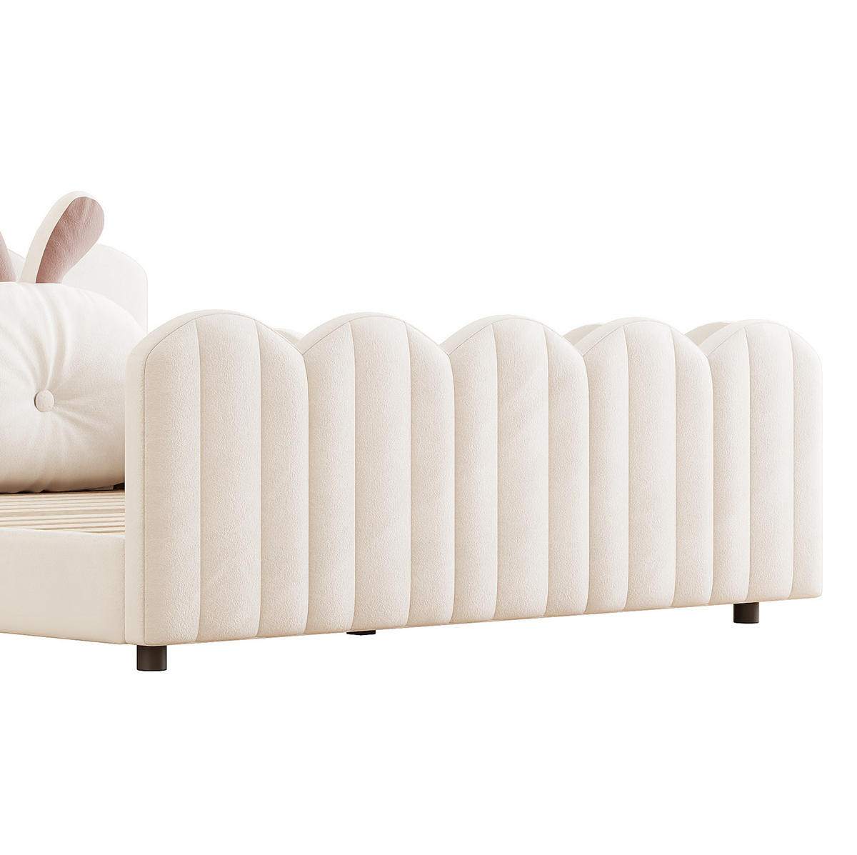 POLSTERBETT 140/200 cm Beige mit Schutzgeländer und Kopfteilkissen - Beige, Textil (140/200cm) - MIVRAY