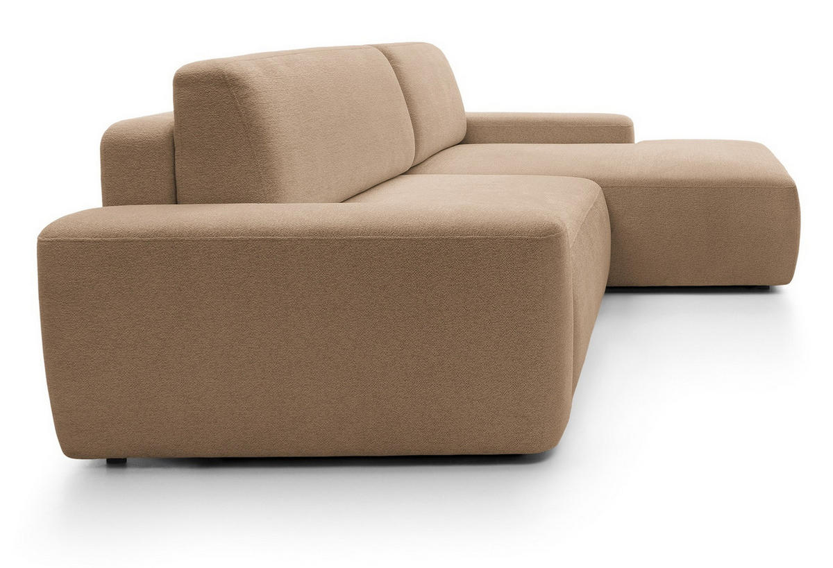 ECKCOUCH mit Schlaffunktion Orea M, 265 cm, Bettkasten, Rechts, Braun - Braun, Holz (162/264cm) - Emporius