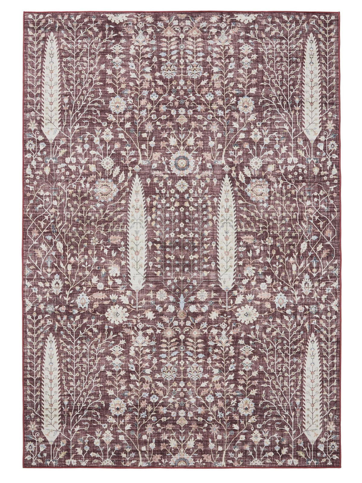 VINTAGE-TEPPICH George waschbar 160x230 cm - Bordeaux, Kunststoff (160/230cm) - benuta