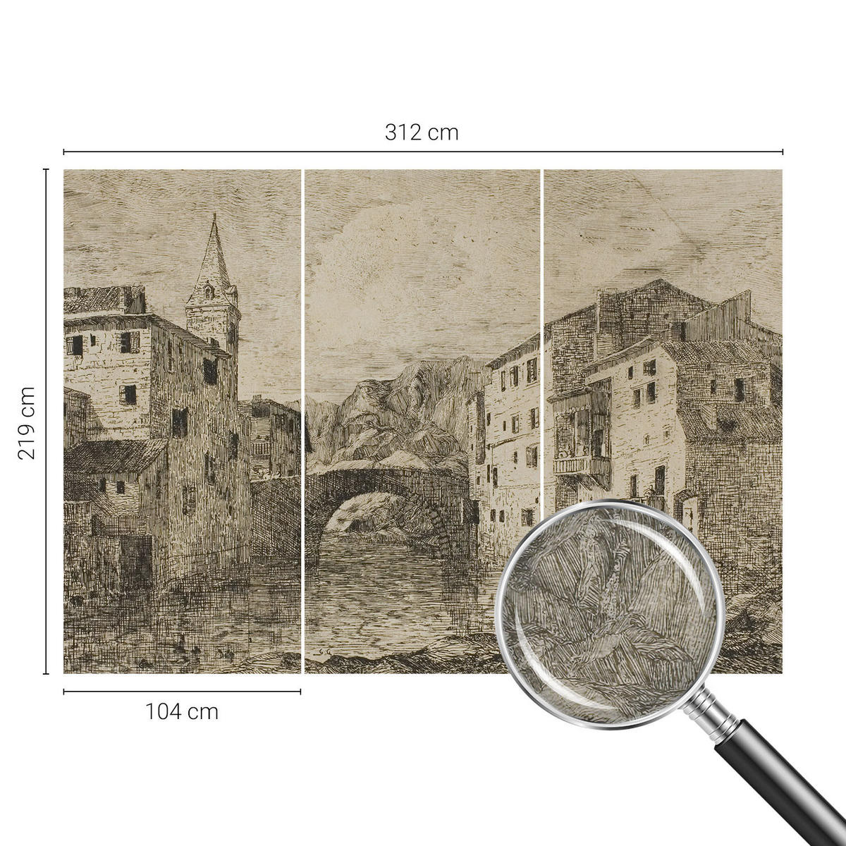 FOTOTAPETE 312x219 cm - Stadtpanorama - Blau, Textil (312/219cm) - Wallfluent