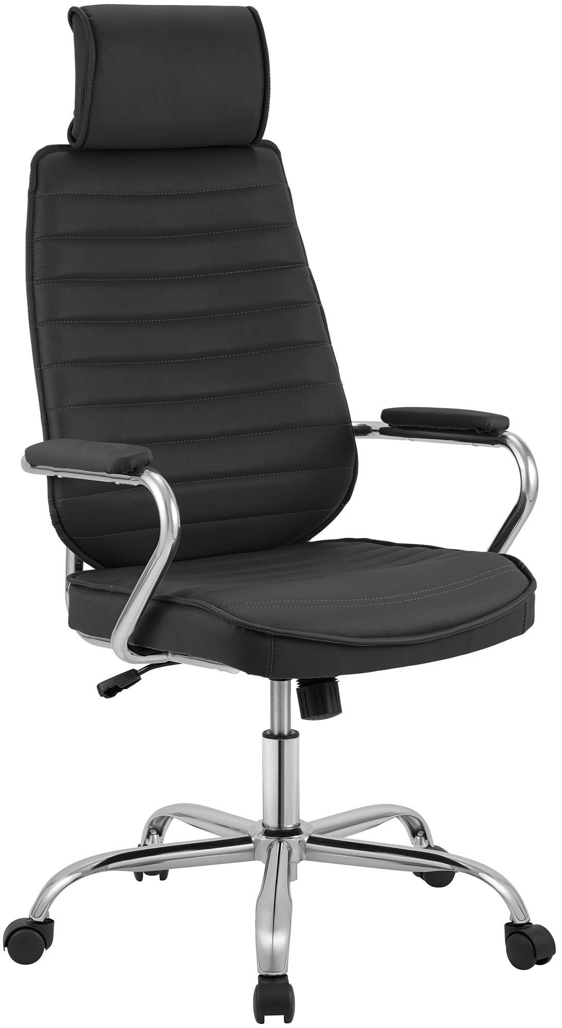 CHEFSESSEL Lederlook Schwarz - Chromfarben/Schwarz, Textil/Metall (60/117/67cm) - CLP