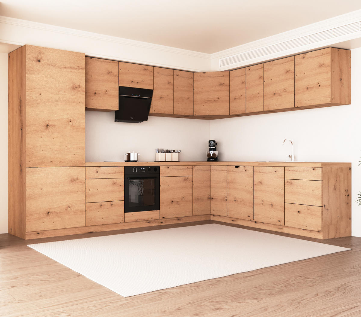 WINKELKÜCHE 320cm x 260cm- Langen KL14-M320 - in Artisan Eiche - Eiche Artisan, Holz/Holzwerkstoff (580/212/58cm)