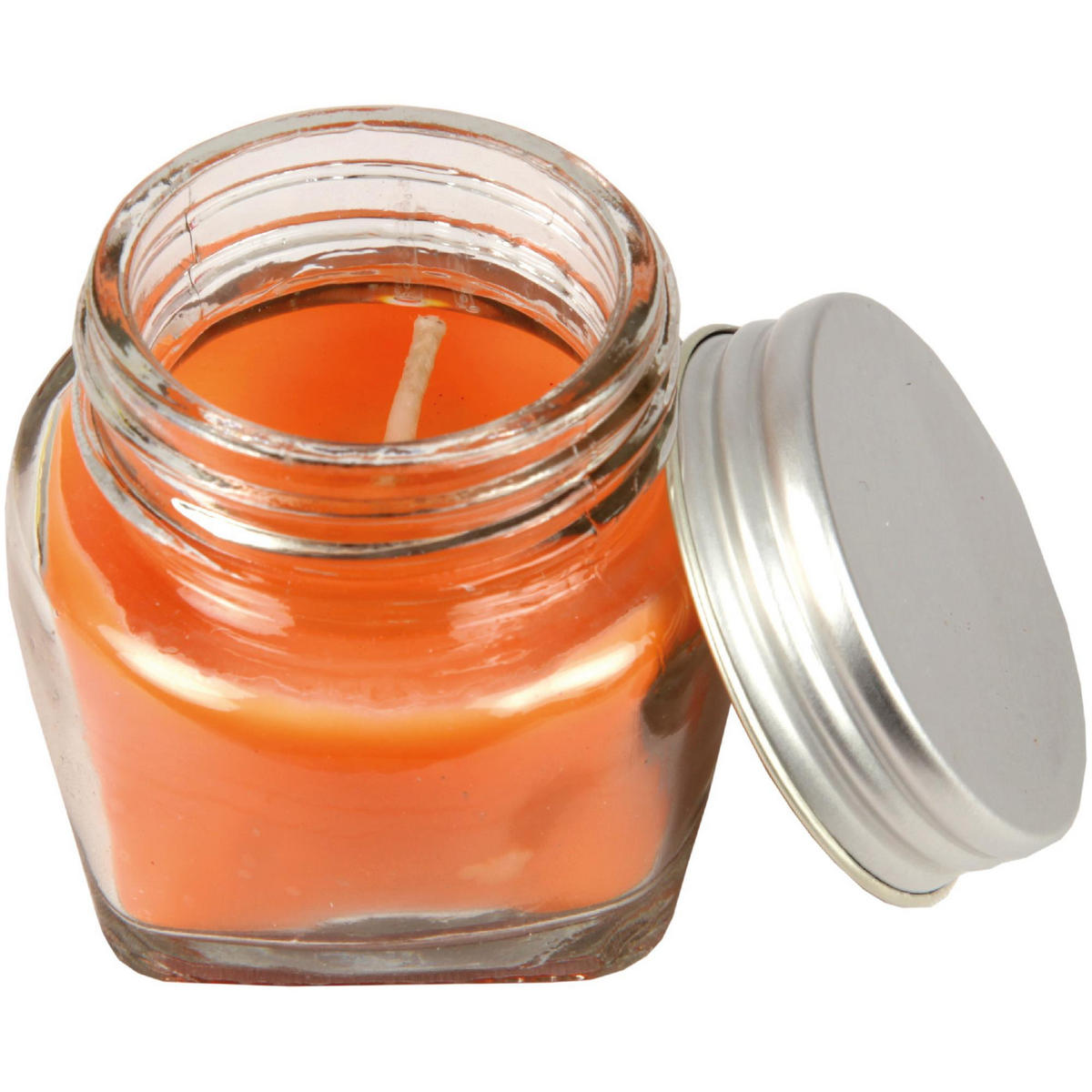 DUFTKERZE "Macaron Orange" im Glas mit Deckel, 2er Pack mit je ca. 7 Std. Brenndauer, Ø6cm , Raumduft als Geschenk und Dekoration - Orange, Glas (6/5cm) - HS Candle