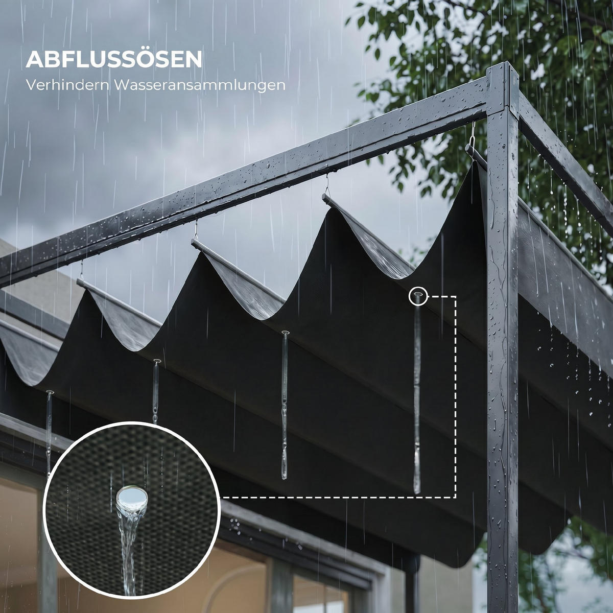 PERGOLA Pavilon polyester černý+šedý - černá, kov/plast (213/221/298cm) - Outsunny