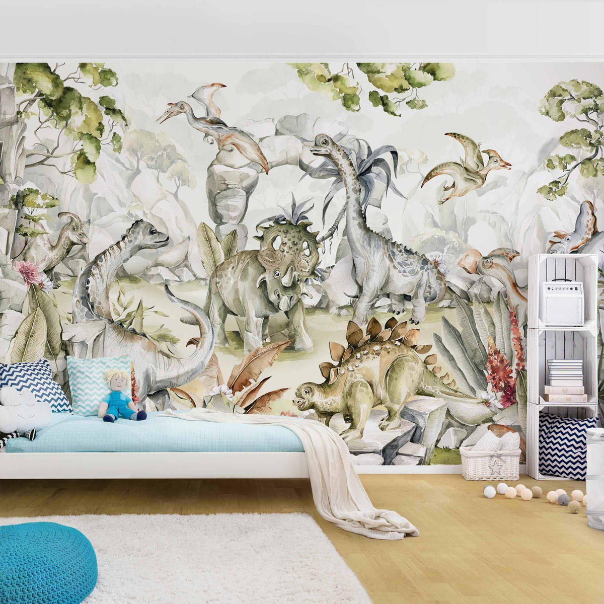 FOTOTAPETE Welt der Dinosaurier 336/225 cm - Grün, Papier (336/225cm) - Bilderwelten