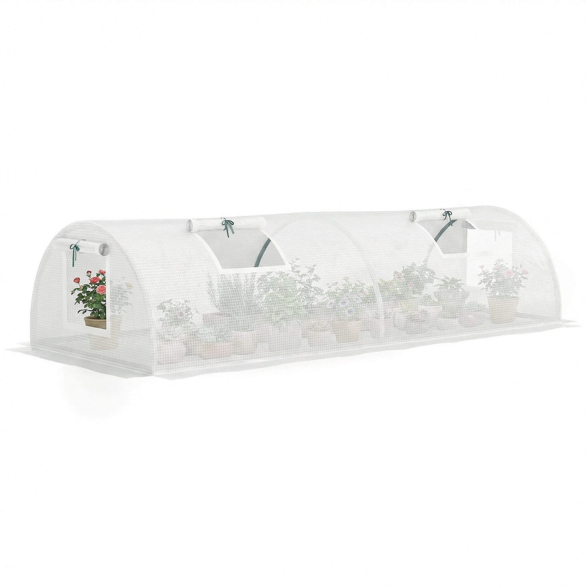 FOLIENGEWÄCHSHAUS DE-05713 Mini-Tunnel, Netz-Fenster, UV-beständig Weiß - Weiß, Kunststoff/Metall (80/45/200cm) - ComfortXL