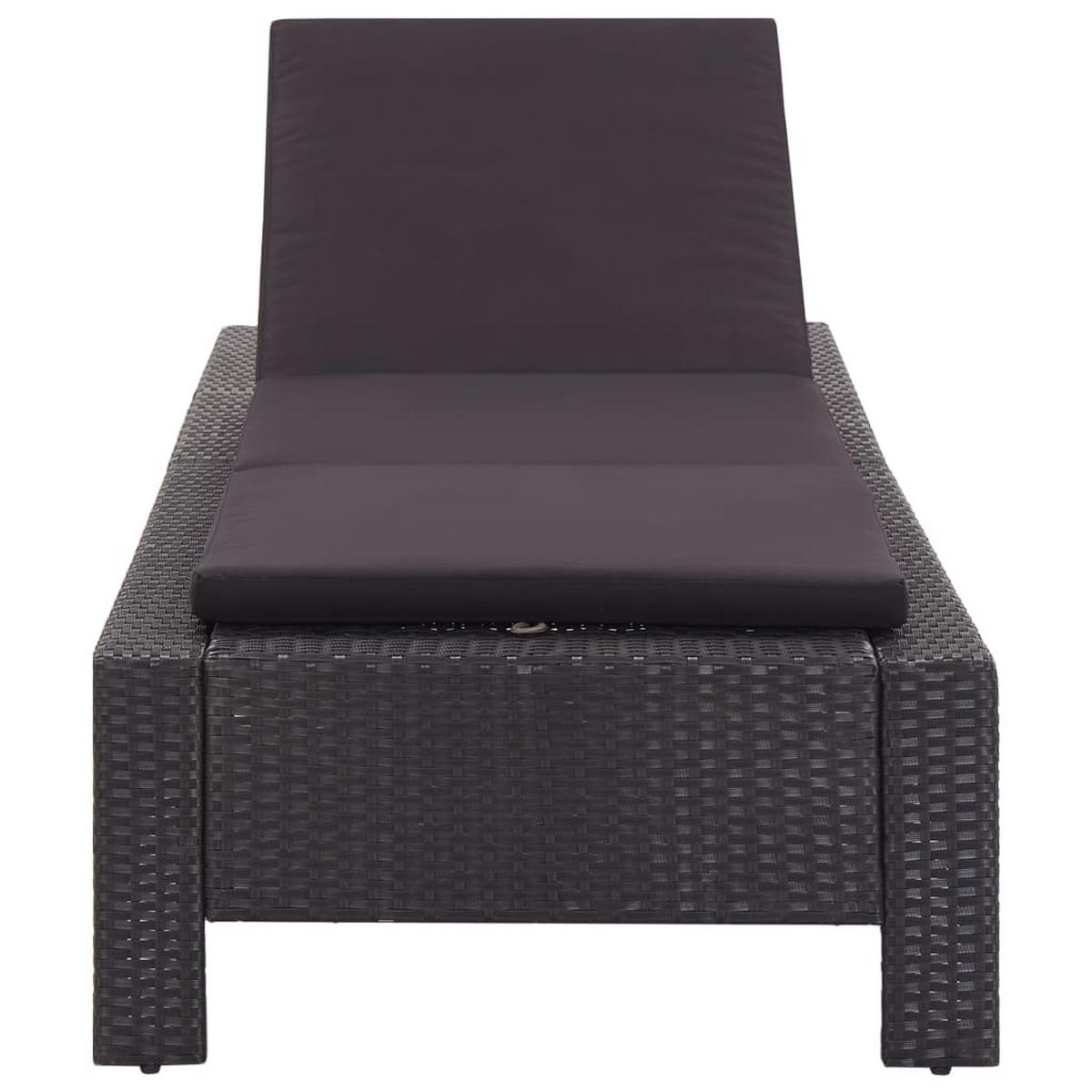 SONNENLIEGE mit Auflage Schwarz Poly Rattan - Schwarz, Holz (75/35/220cm) - furnicato