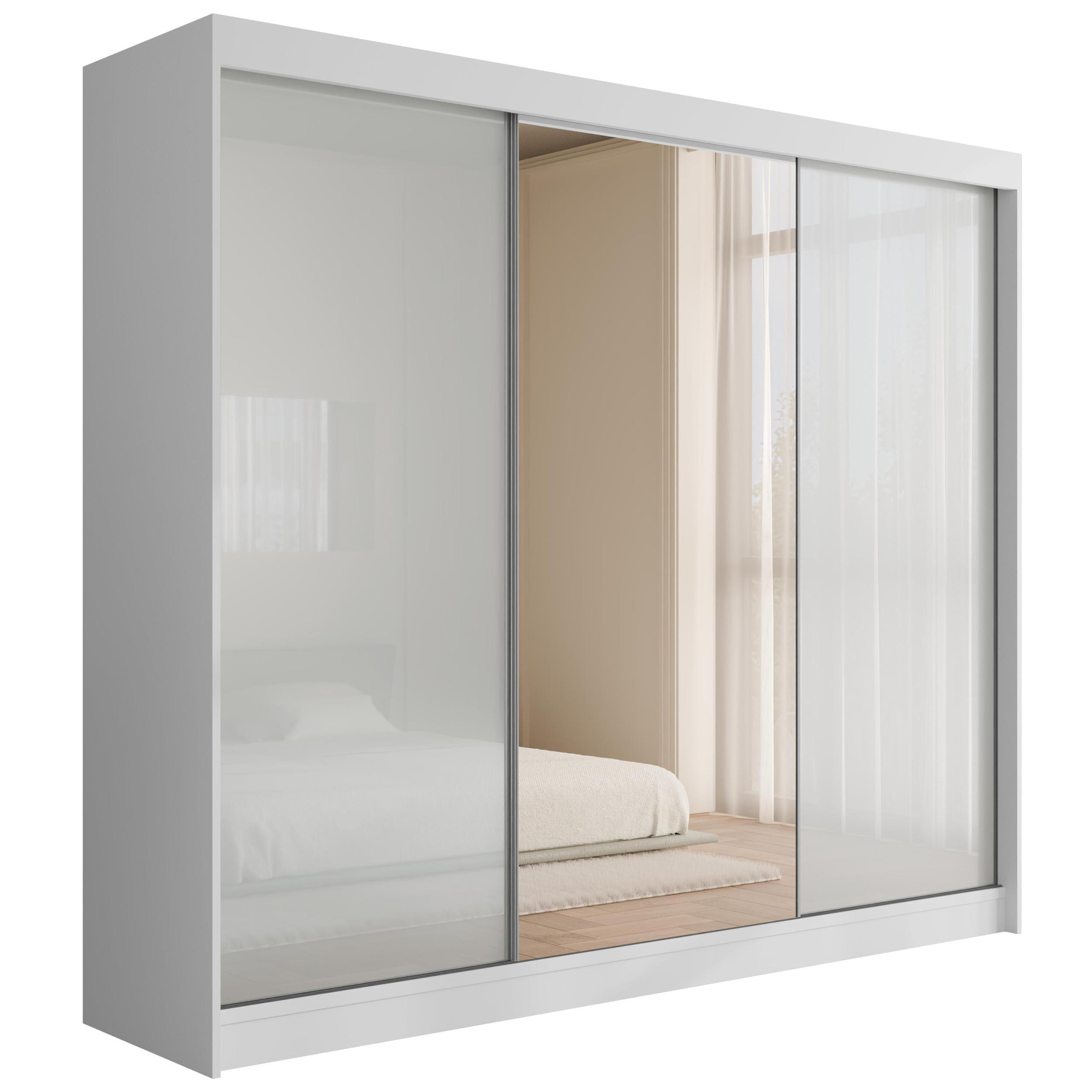 KLEIDERSCHRANK VESLI - 250 cm - Weiß - Weiß, Holzwerkstoff (250/215/61cm) - ALTDECOR