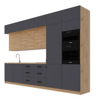 KÜCHENZEILE 360 cm – LangenK72-M360 R - in Grau / ArtisanEiche - Schwarz/Eiche Artisan, Holzwerkstoff/Metall (360/248/58cm)