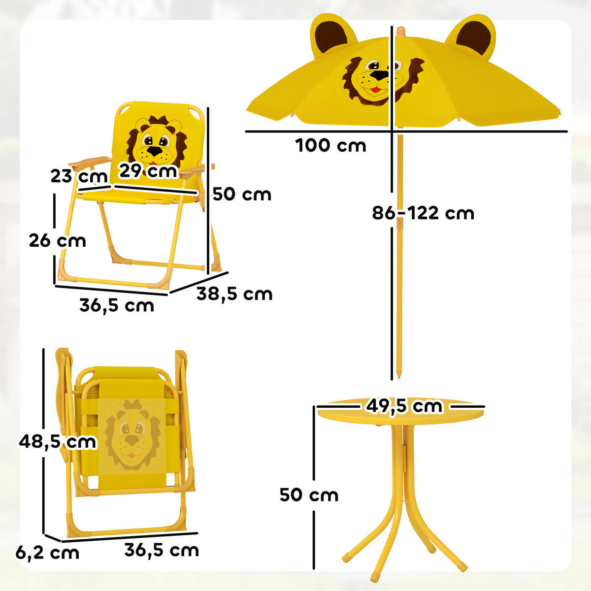 KINDERTISCHGRUPPE Gelb 49.5/49.5/50.0cm - Gelb, Metall (49.5/50/49.5cm)