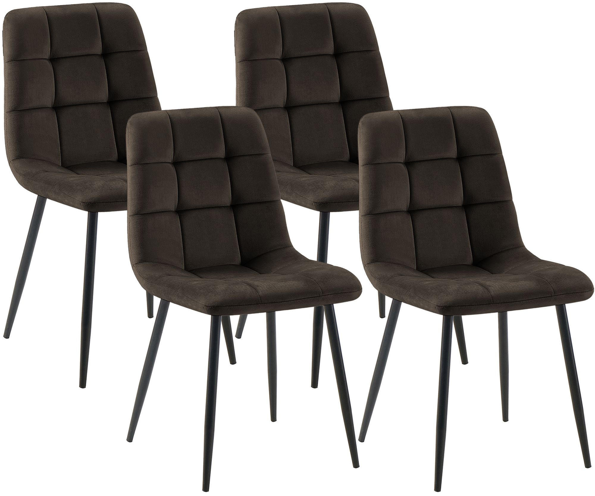 STUHL 4 Samt Braun - Schwarz/Braun, Textil/Metall (45/84/55cm) - CLP