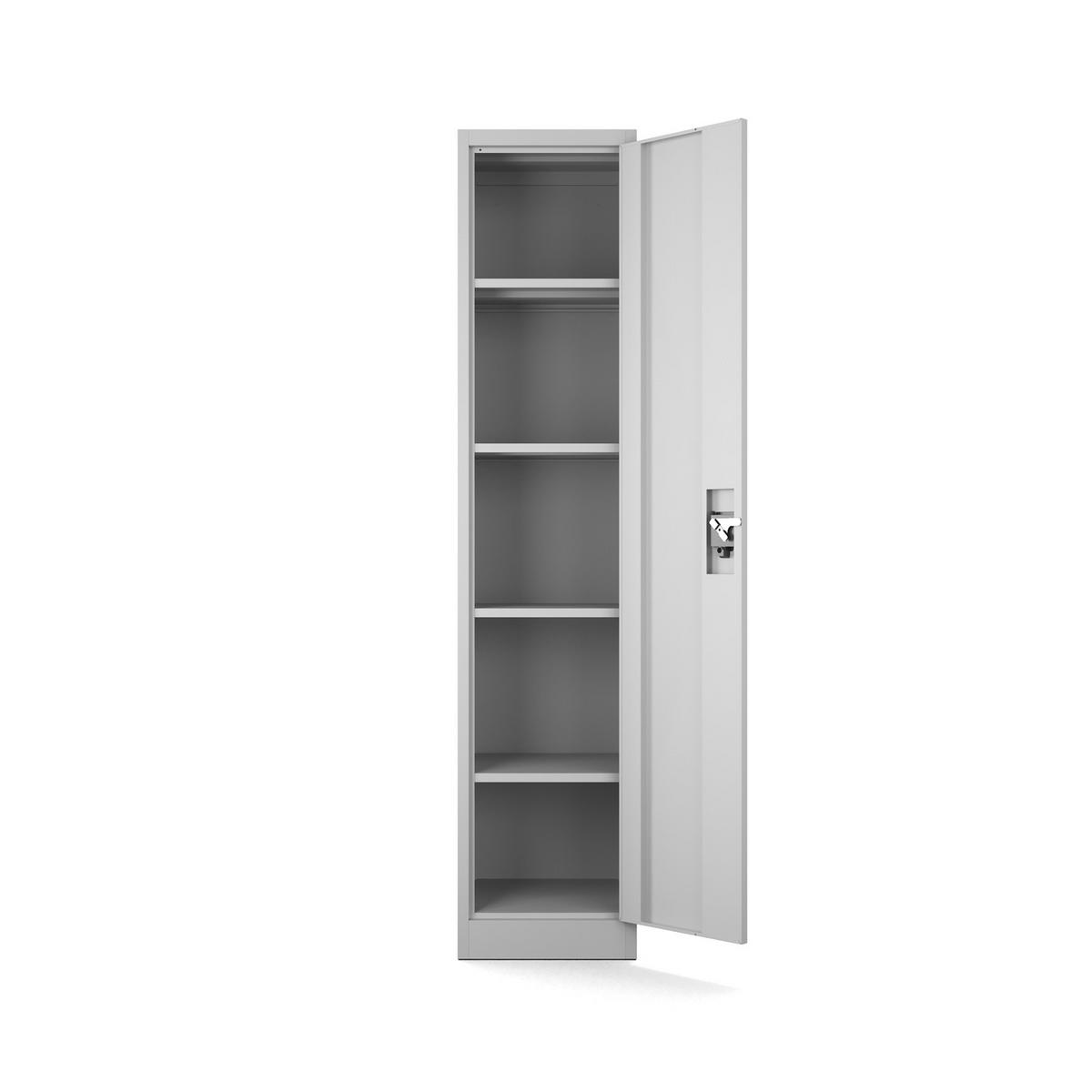 AKTENSCHRANK mit 4 Einlegeböden Hellgrau Stahl 40x185x45cm - Hellgrau, Metall (40/185/45cm) - Muralo