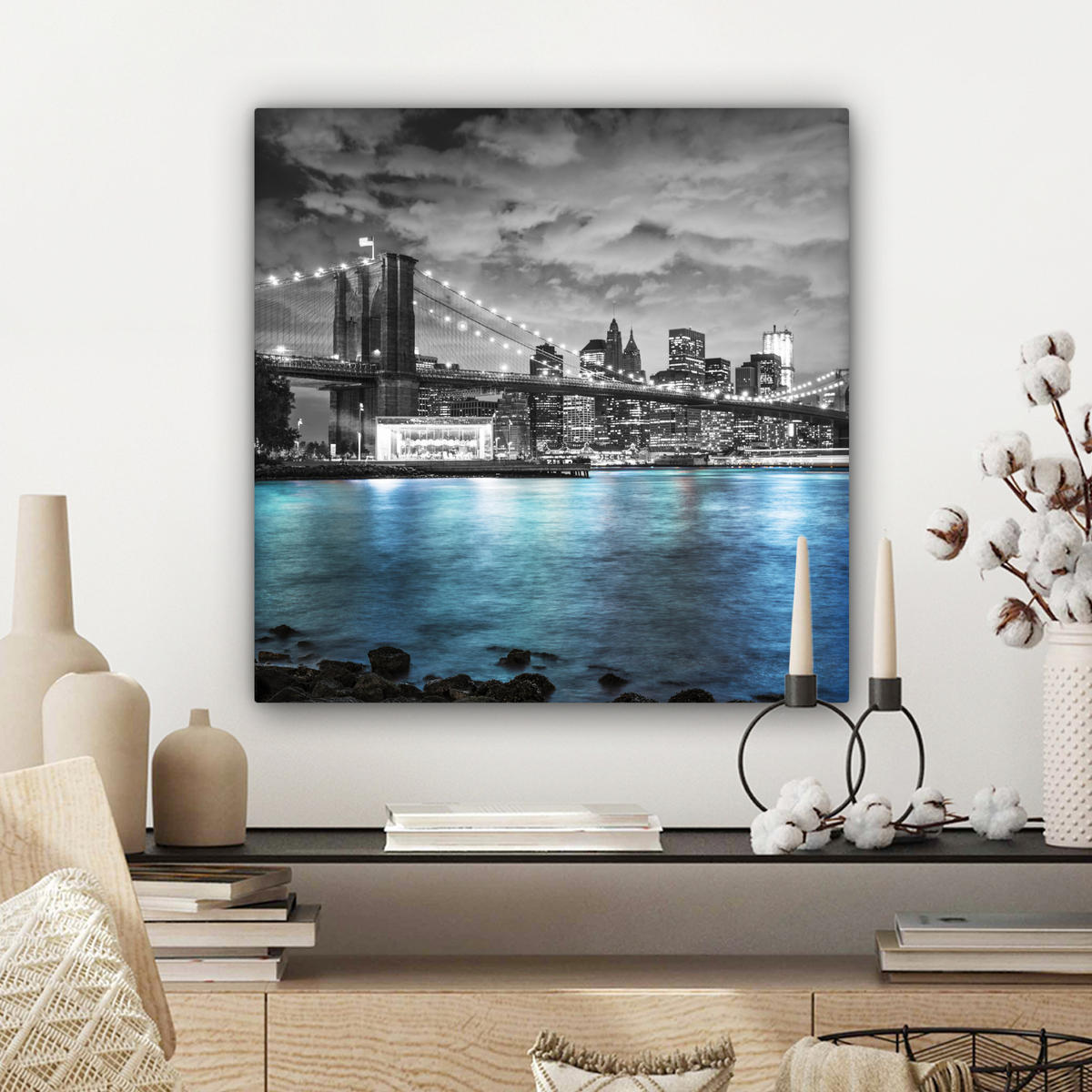 LEINWANDBILD New York - Skyline - Stadt - Blau 50x50 cm - Blaugrau, Textil (50/50cm) - MuchoWow
