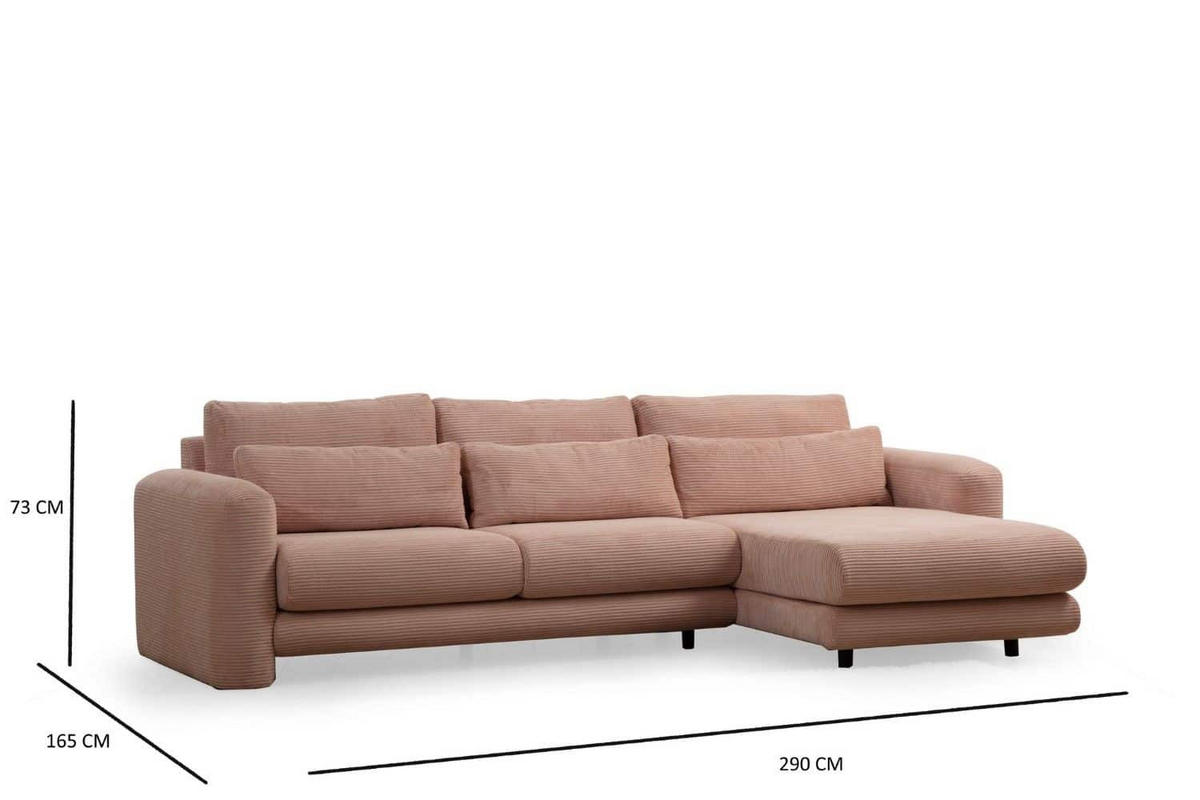 ECKSOFA mit losen Rückenkissen - Pink/Schwarz, Holz/Kunststoff (165/290cm) - myHomelando