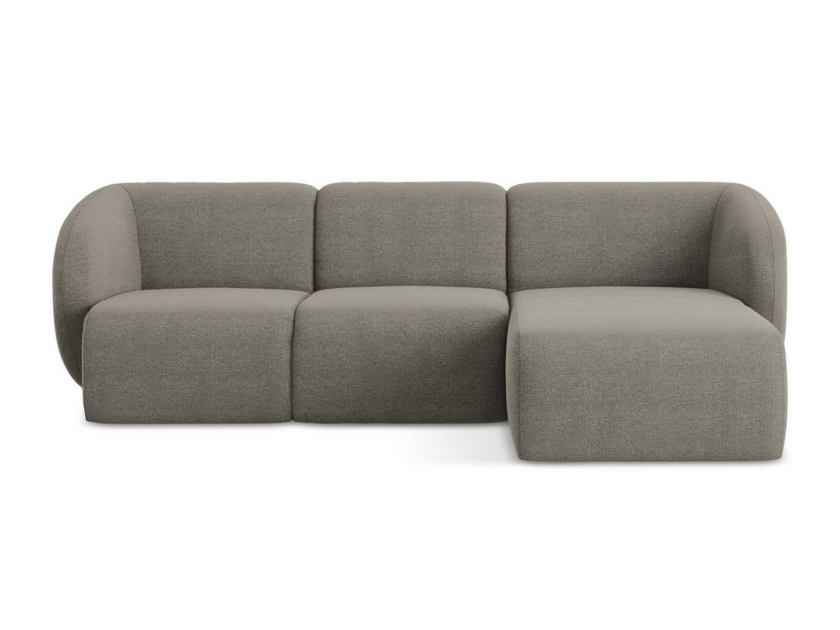 ECKSOFA Rechts Bouclé Stoff Grau - Schwarz/Grau, Holzwerkstoff/Kunststoff (248/166cm) - Makamii