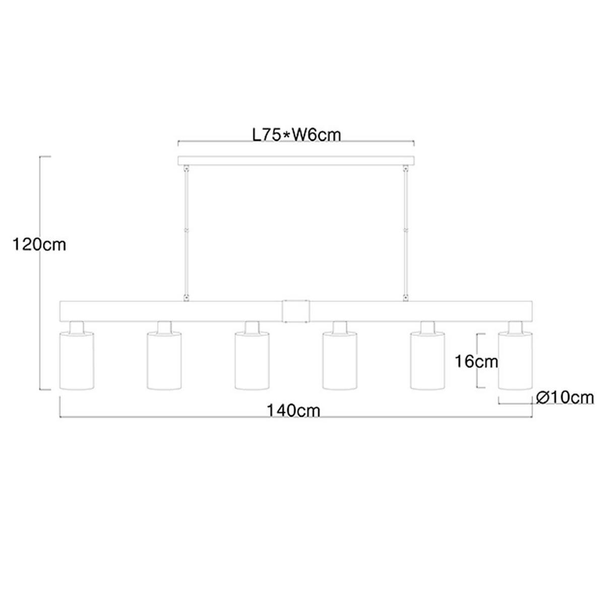 HÄNGELEUCHTE HADERA Metall Schwarz Holzoptik - Schwarz, Glas (140/10/120cm) - Globo Lighting