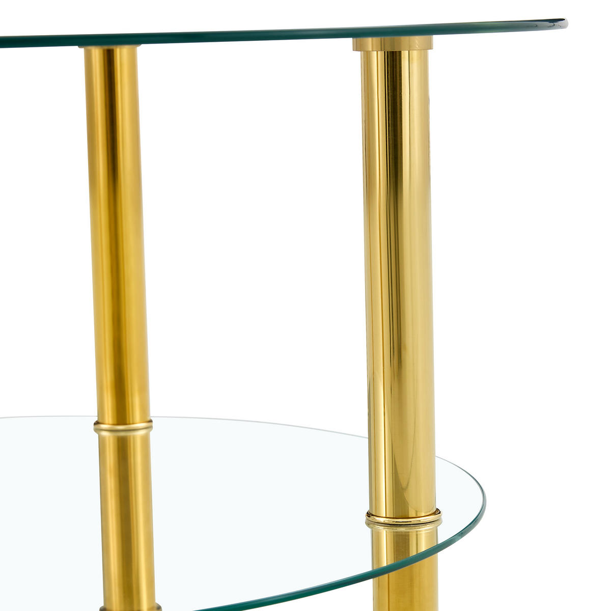 COUCHTISCH Rund Gold/Transparent Glas 70/70/42 cm - Transparent/Goldfarben, Glas/Metall (70/70/42cm)