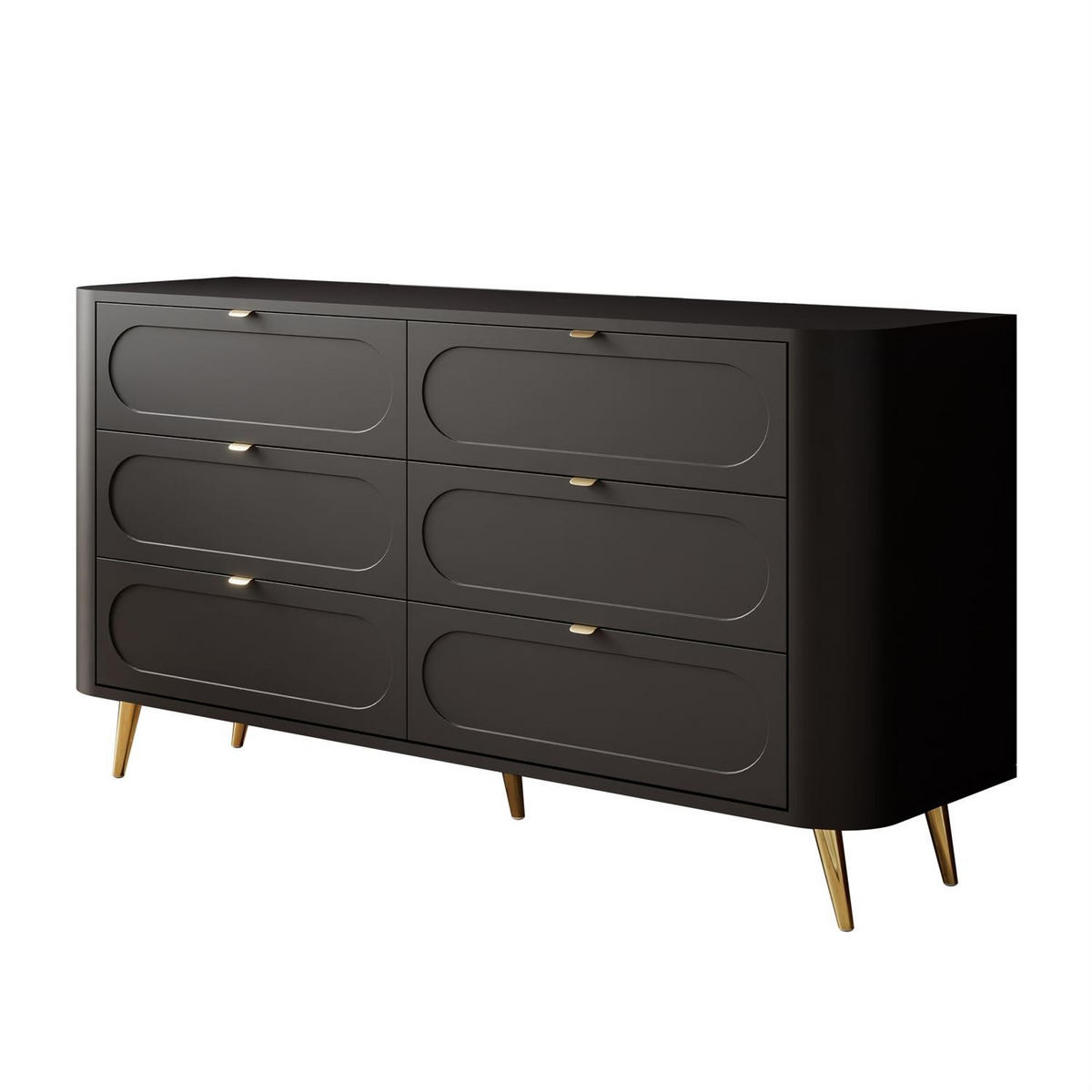 KOMMODE SHADOW II 6S mit Schubladen - Goldfarben/Schwarz, Holzwerkstoff (138/73/40cm) - Lookway