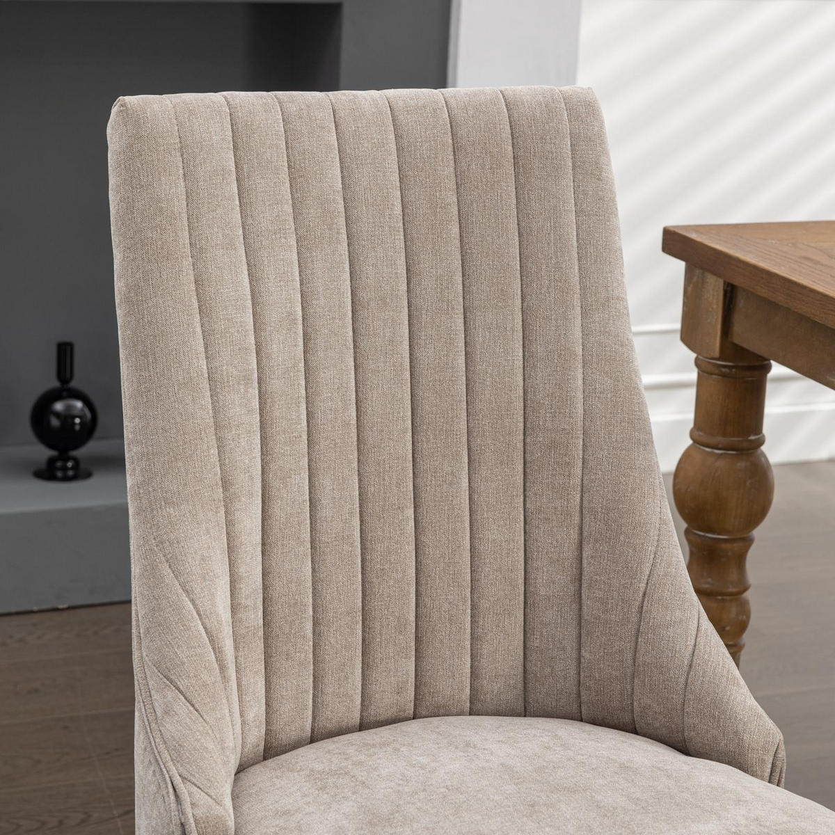 STUHL-SET DE-36306 2 Stück mit geschwungenen Holzbeinen Beige - Beige, Holz (50/95.5/64cm) - ComfortXL