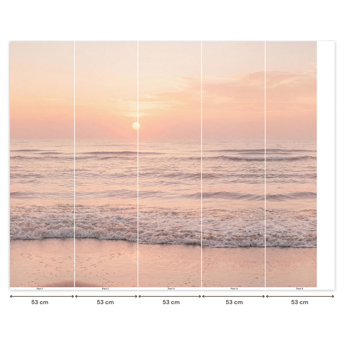 TAPETE - Sonne - Strand - Rosa - 260x220 cm - Hellrosa, Papier (260/220cm) - OnlyWow