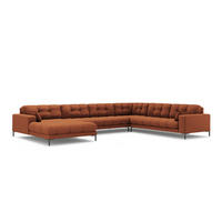 PANORAMASOFA rechts Mamaia aus strukturiertem Stoff ziegelstein 7 Sitzplätze - Orange, Textil (256/75/327cm) - Micadoni