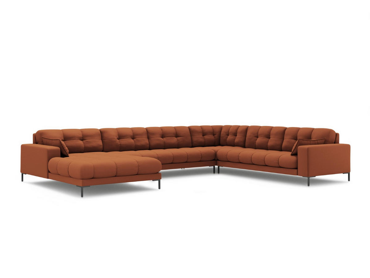 PANORAMASOFA rechts Mamaia aus strukturiertem Stoff ziegelstein 7 Sitzplätze - Orange, Textil (256/75/327cm) - Micadoni