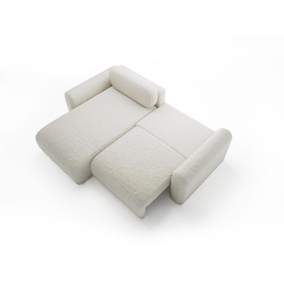 ECKSOFA mit Schlaffunktion Thekla Mini, Creme - Creme, Textil (246/100cm) - Fedve