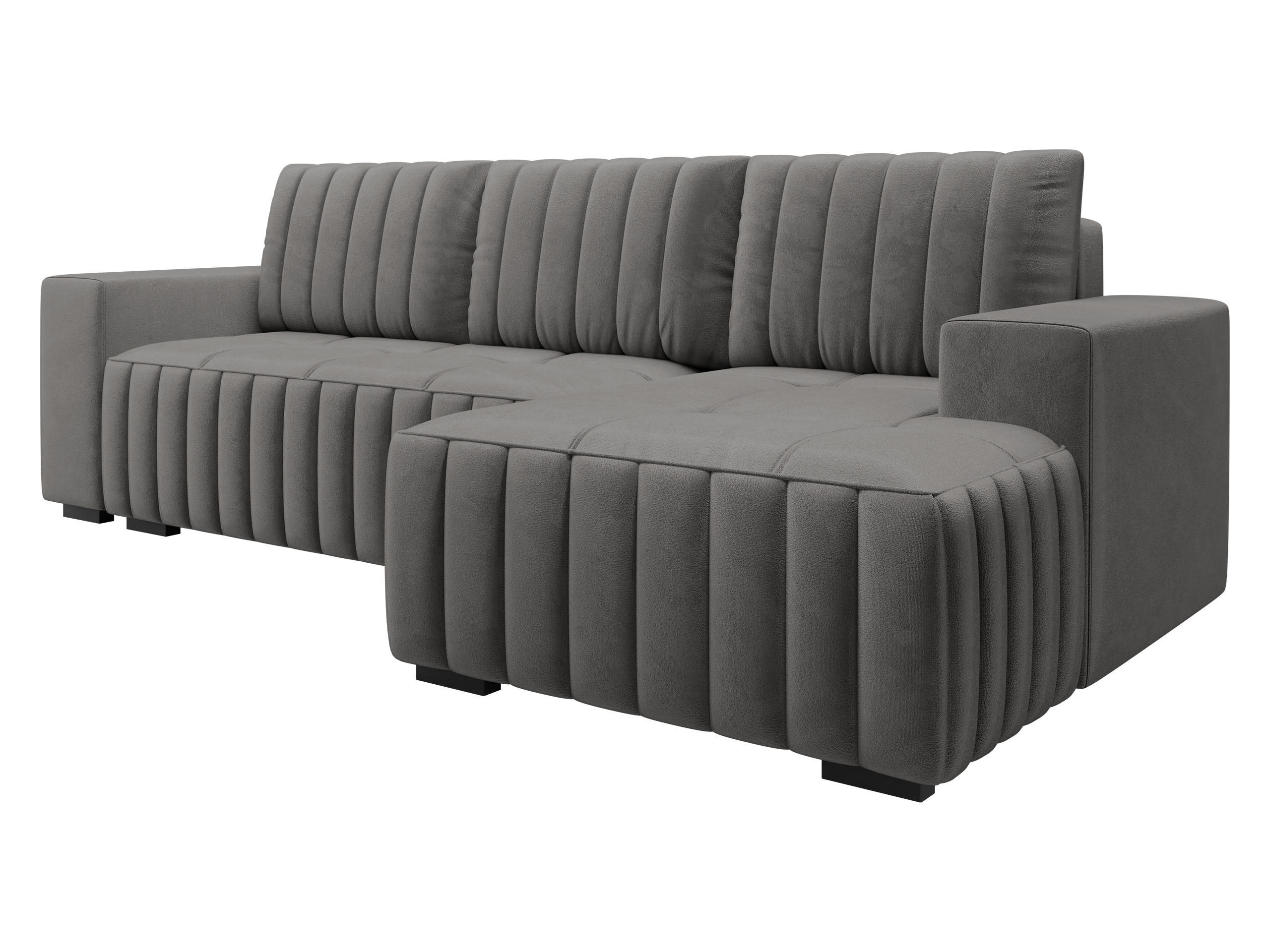 ECKSOFA Hugo, Seite: Rechts - Dunkelbraun/Grau, Holz/Textil (240/140cm)