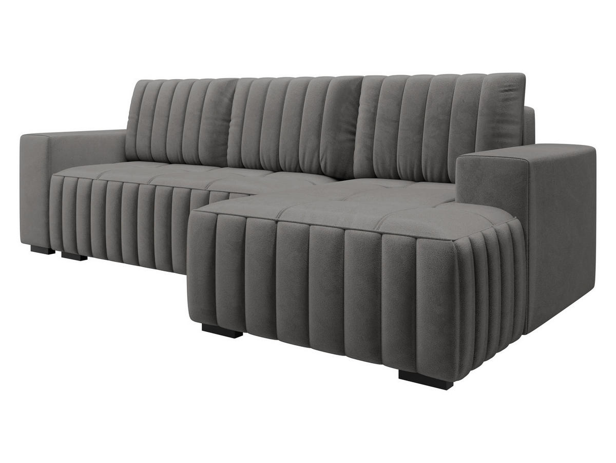 ECKSOFA Hugo, Seite: Rechts - Dunkelbraun/Grau, Holz/Textil (240/140cm)