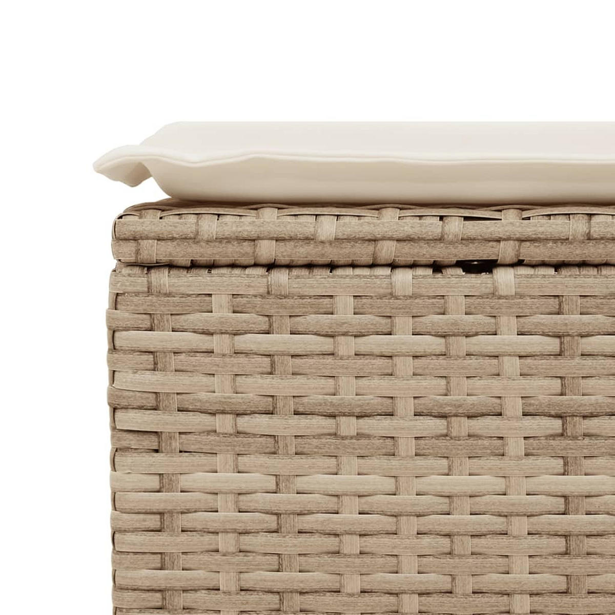 GARTENHOCKER Mit Kissen Beige 55/55/37 Cm Poly Rattan - Creme, Kunststoff (55/37/55cm) - vidaXL