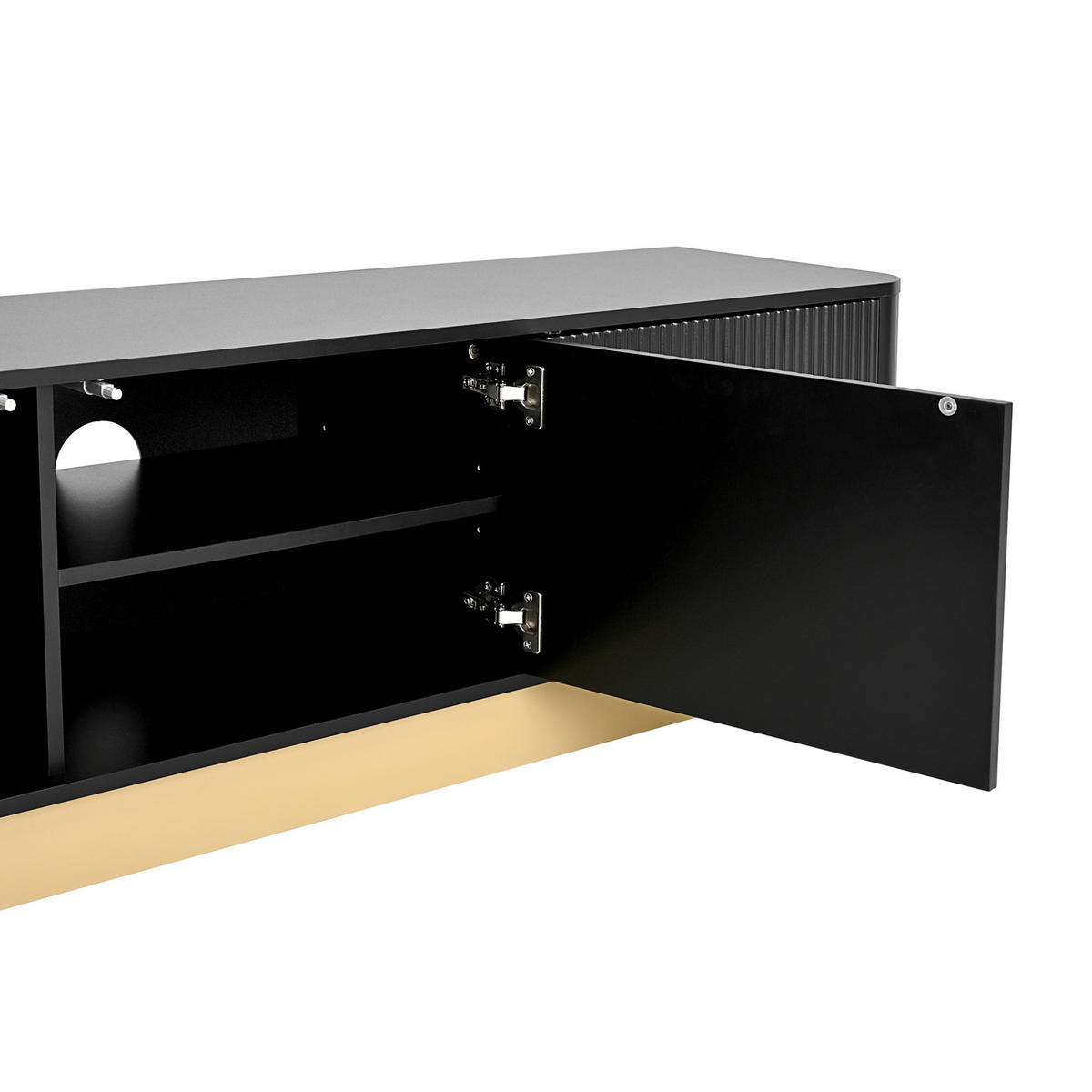 LOWBOARD 170/40.5/47 cm Schwarz aus MDF und Spanplatte mit Kabelführung - Schwarz, Holzwerkstoff (40.5/47/170cm) - OKMYHOME