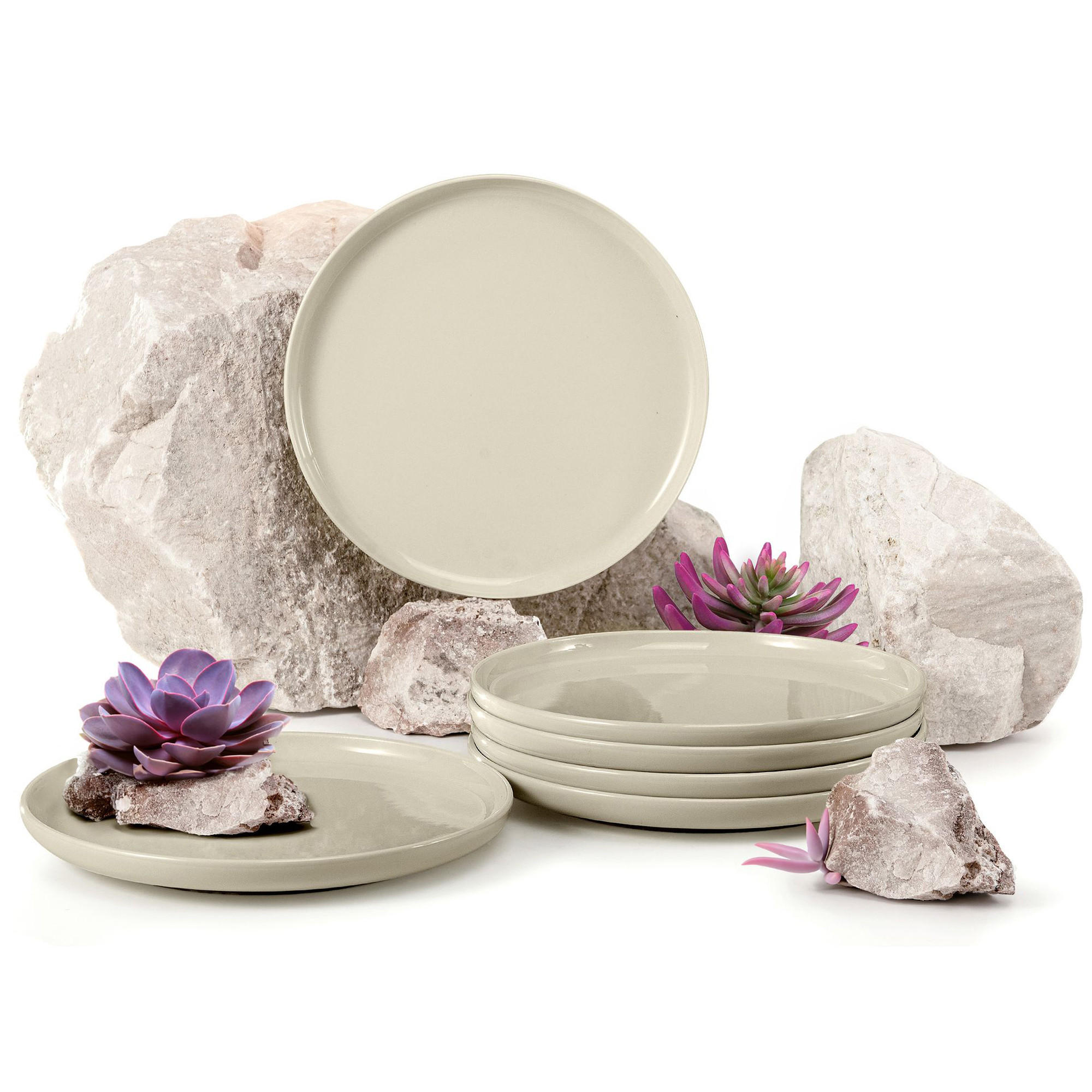 TELLER-SET VICTO 6-tlg Dessertteller - Beige, Keramik (20/2/20cm) - KONSIMO®