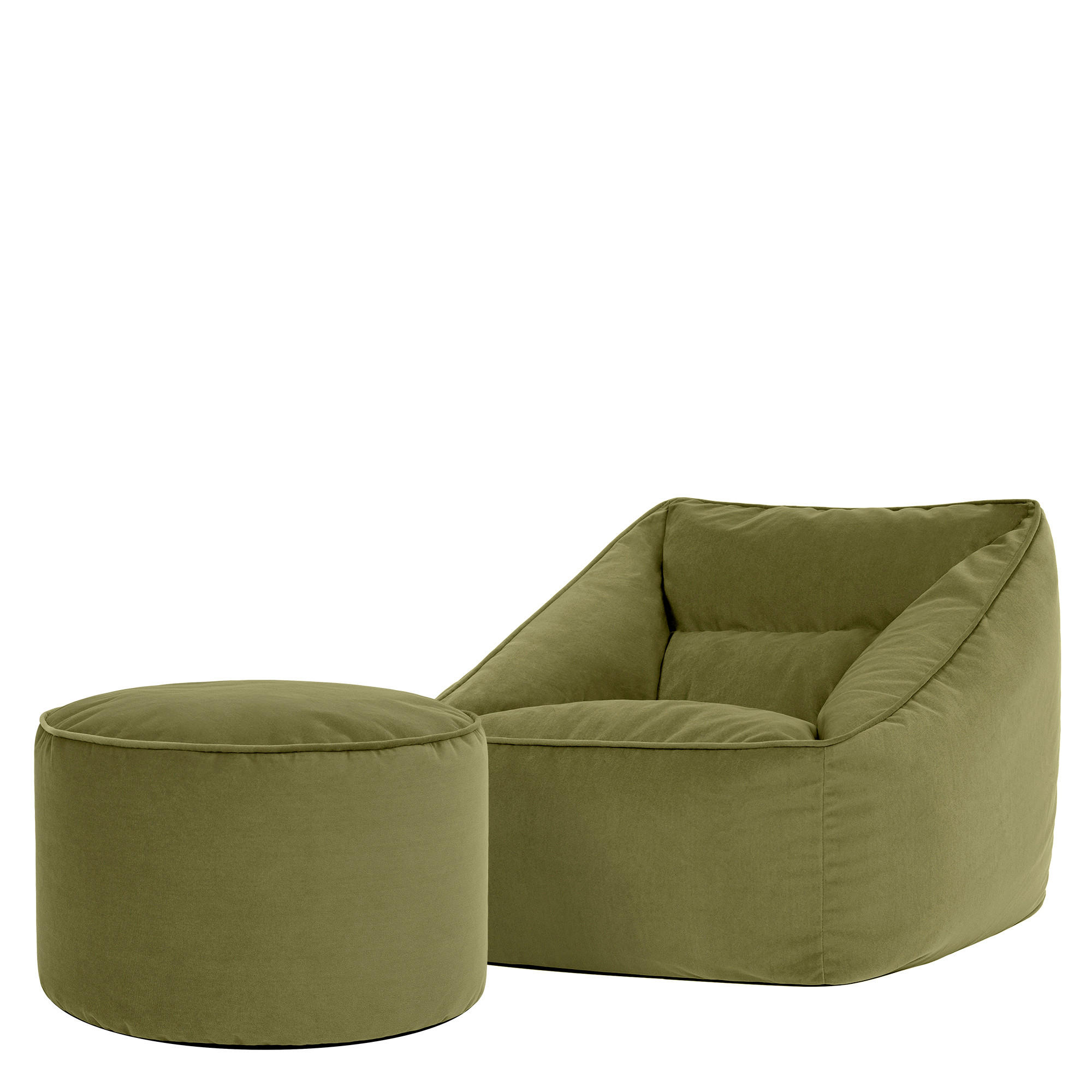 SITZSACK Natalia Samt Sessel mit Milano Fußhocker - Dunkelgrün, Textil (70/65/70cm) - icon