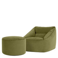 SITZSACK Natalia Samt Sessel mit Milano Fußhocker - Dunkelgrün, Textil (70/65/70cm) - icon