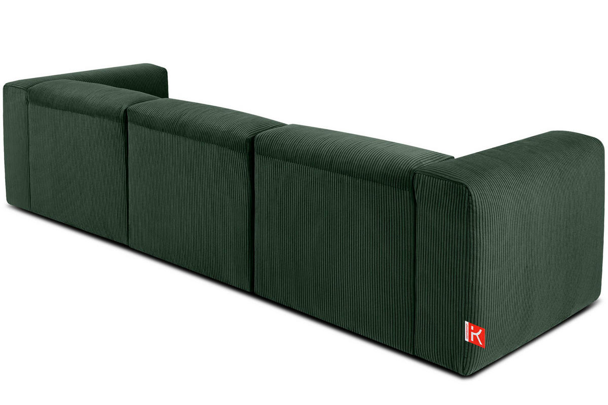 3-SITZER-MODULSOFA BUFFO mit extrem weicher und bequemer Sitzfläche, Kordstoff, dunkelgrün - Dunkelgrün, Textil (290/73/96cm) - KONSIMO®