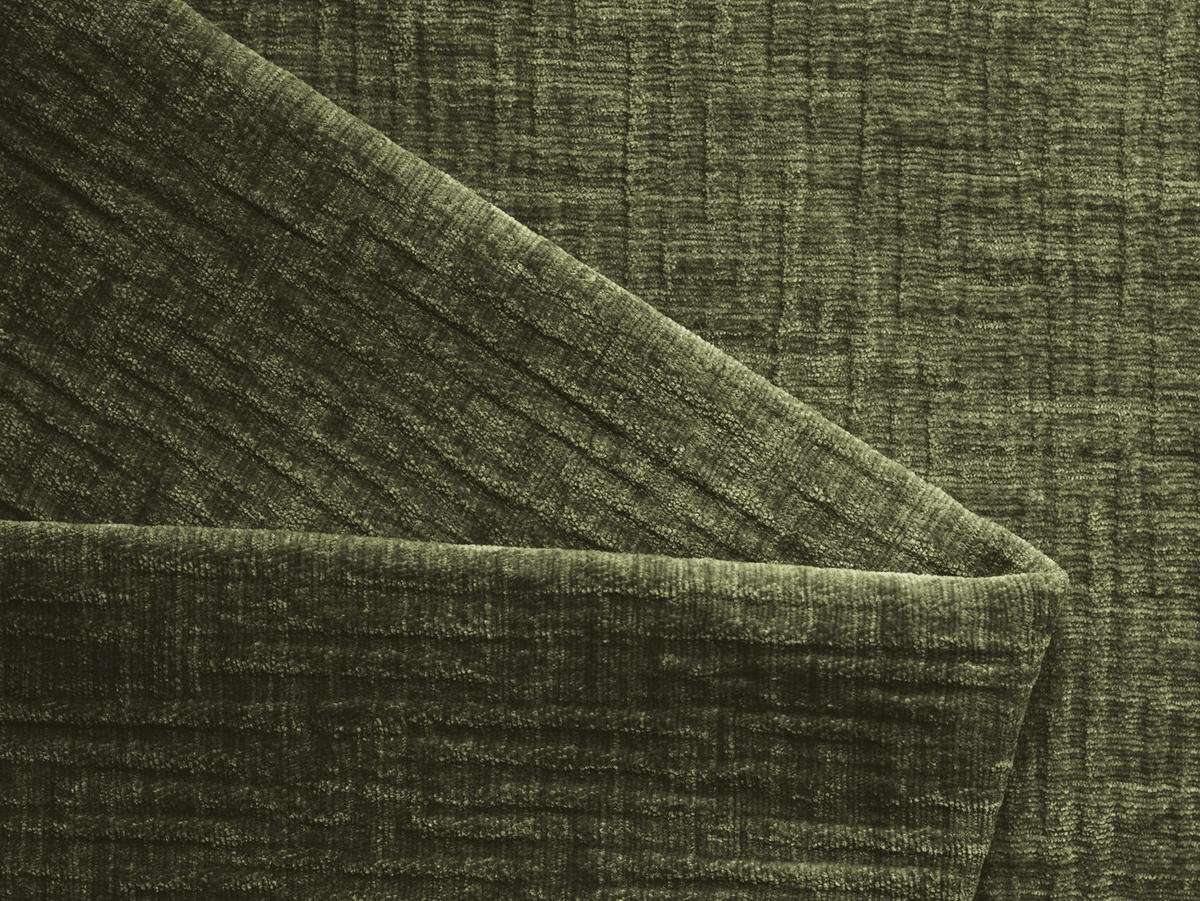 3-SITZER SOFA Links Chenille Stoff Grün - Braun/Olivgrün, Holz/Textil (258/73/95cm) - Makamii