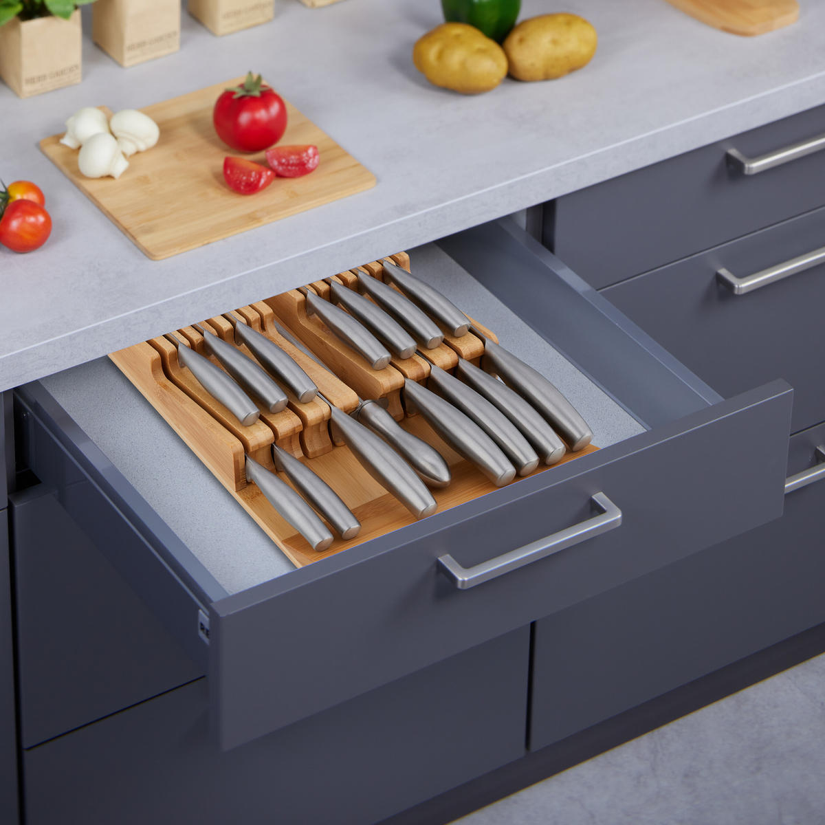 MESSERHALTER - Hellbraun, Holz (24/5.5/40cm) - Relaxdays