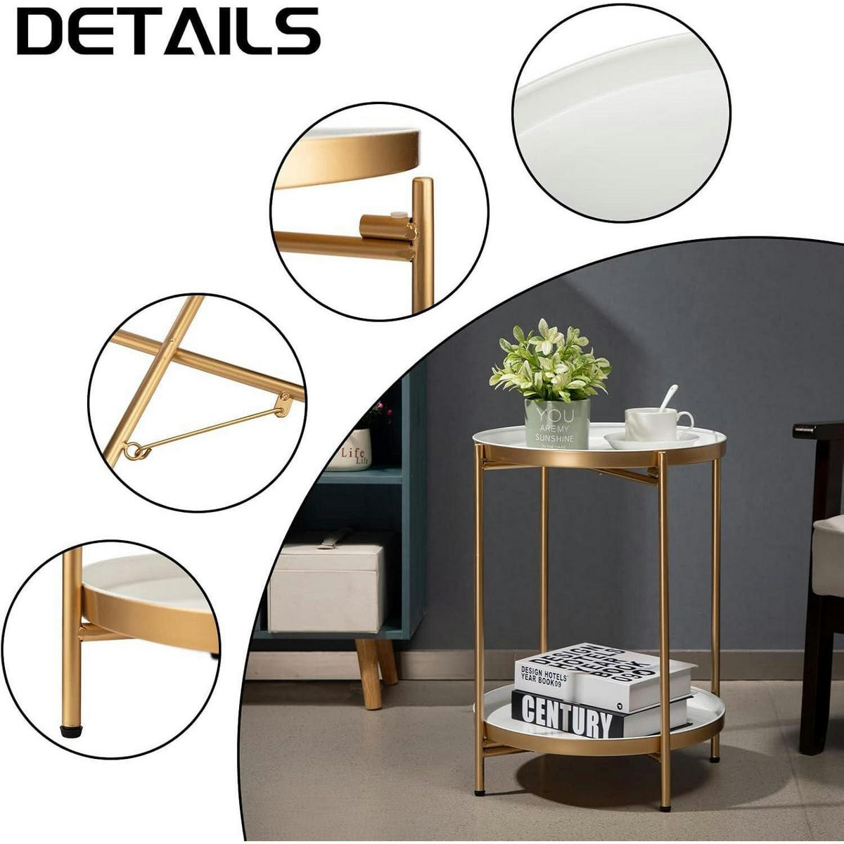 BEISTELLTISCH rund Metall Gold 37 x 48.5 cm - Goldfarben, Metall (37/37/50cm)