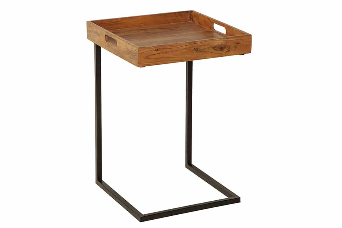 BEISTELLTISCH CIANO Akazie Schwarz 40cm - Schwarz/Braun, Holz/Metall (40/40/58cm) - riess-ambiente