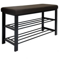 SCHUHBANK mit Polster - 81x32x50 Schuhregal mit Sitzfläche - Garderobenbank Flur - Braun, Kunststoff (32/50/81cm) - Dunedesign