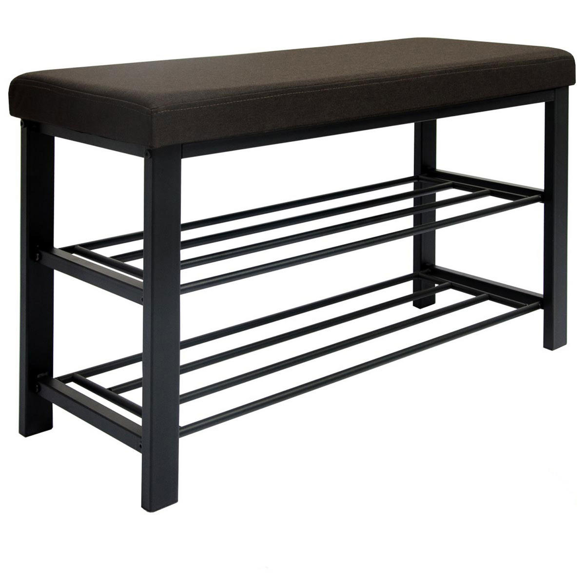 SCHUHBANK mit Polster - 81x32x50 Schuhregal mit Sitzfläche - Garderobenbank Flur - Braun, Kunststoff (32/50/81cm) - Dunedesign