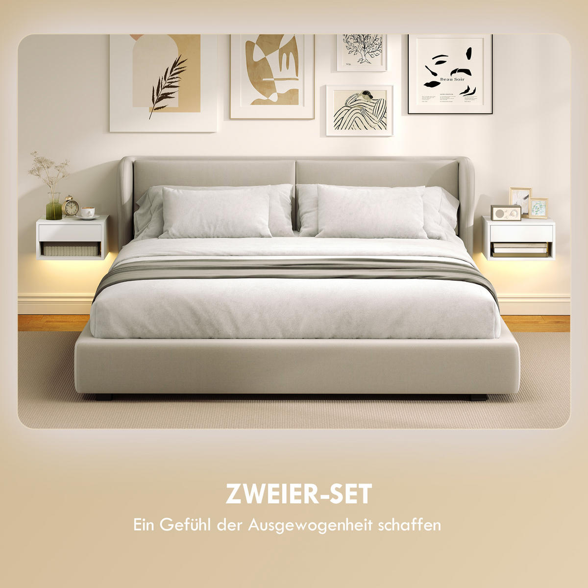 NACHTTISCH 2er Set Spanplatte MDF Weiß - Weiß, Holzwerkstoff (32/21/37cm) - HOMCOM