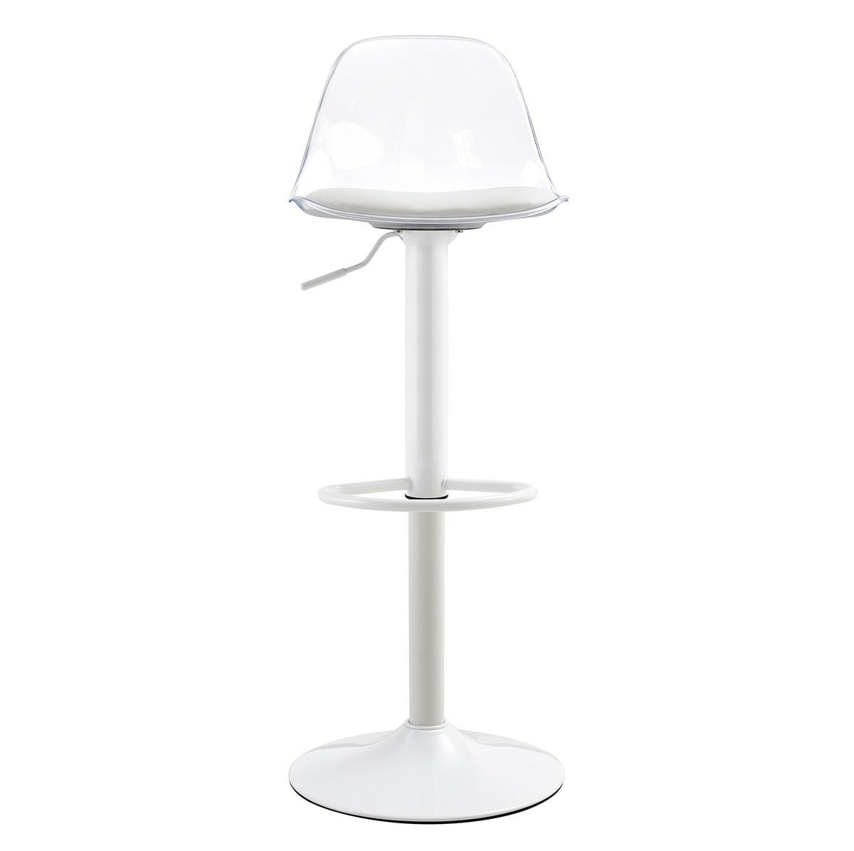 BARHOCKER 2er-Set höhenverstellbar Weiß mit transparenter Rückenlehne - Weiß, Metall (40.5/104/40.5cm) - MIVRAY