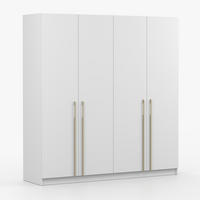 DREHTÜRENSCHRANK ROSA 4D 200/210/57 cm 4-türig Weiß - Goldfarben/Weiß, Holzwerkstoff/Metall (200/210/57cm) - imoebel24