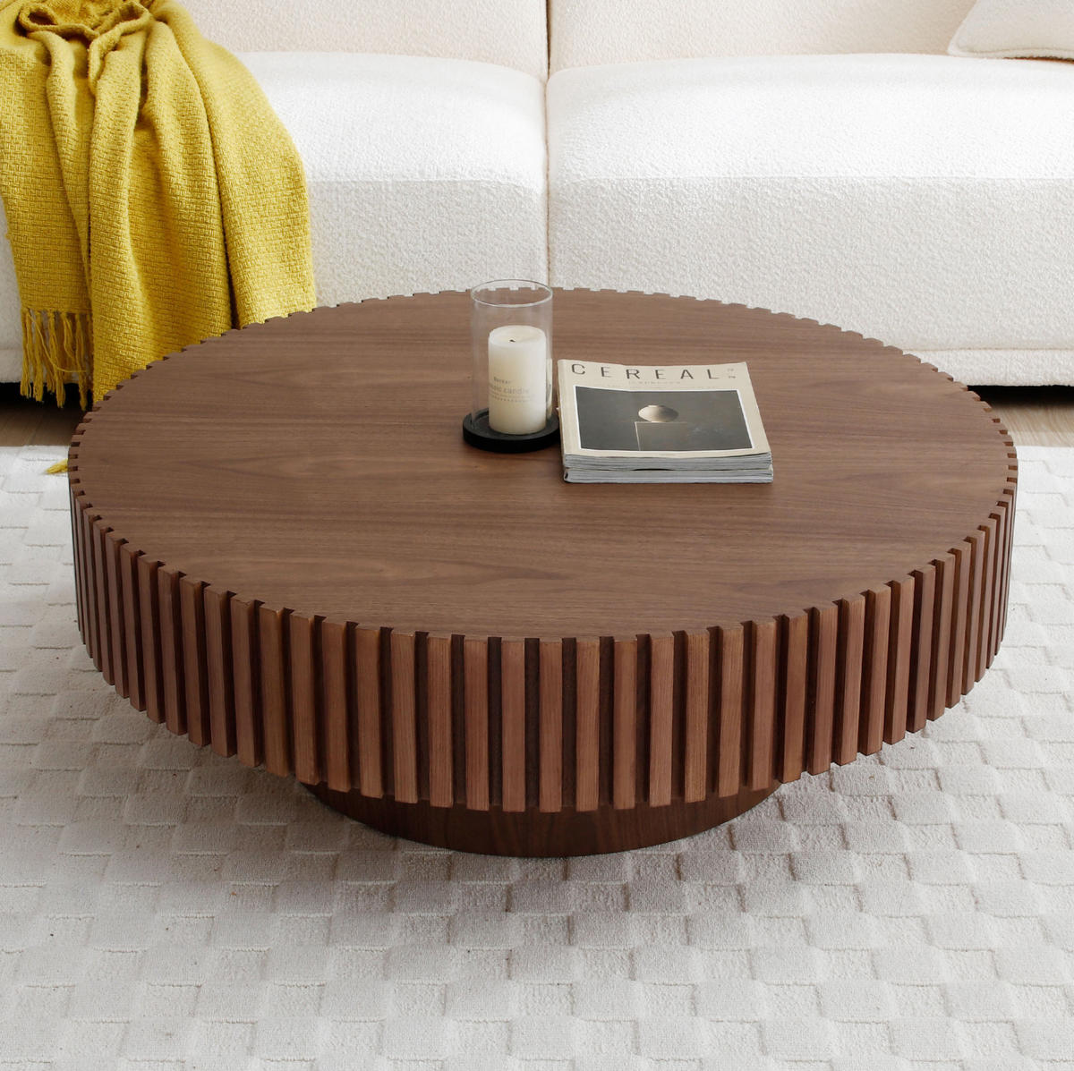 COUCHTISCH 80/80/35 cm walnuss aus MDF mit Rillenrand - Walnussfarben, Holzwerkstoff (80/80/35cm) - OKWISH