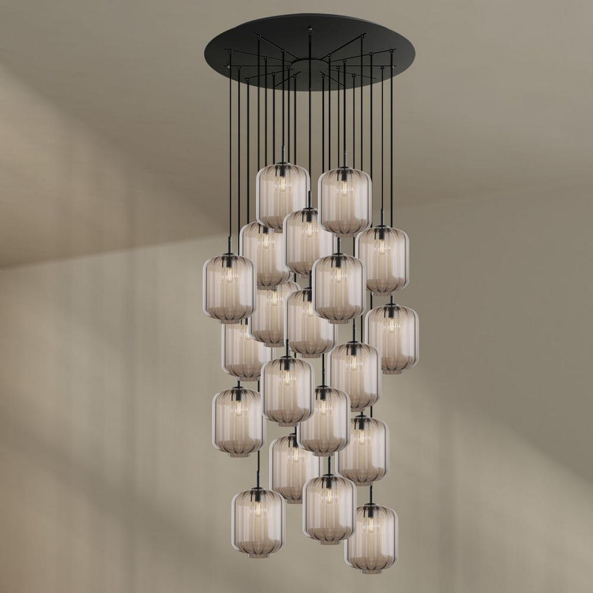 GALERIELEUCHTE Velo 20-flammig Klar Ø 25 cm - Klar/Schwarz, Glas (25/25/27cm) - s.luce