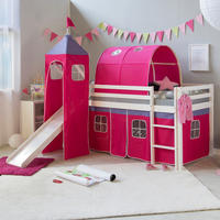 HOCHBETT mit Rutsche 90/200 cm Pink - Pink/Weiß, Holz - Homestyle4u