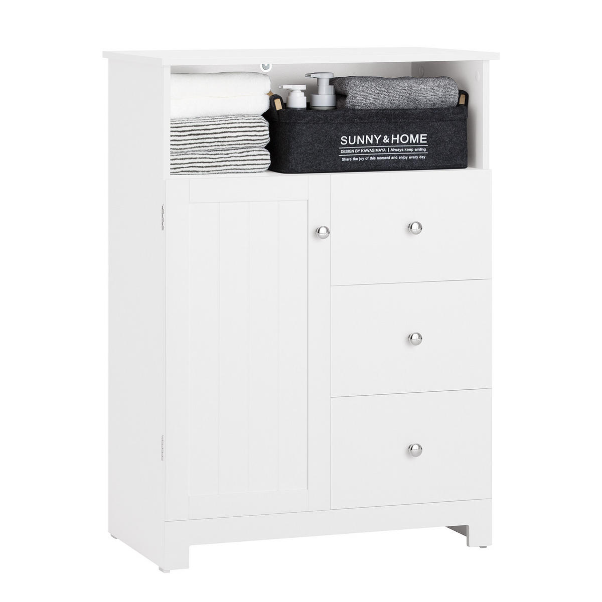 BADEZIMMERSCHRANK Weiß - Weiß, Holzwerkstoff (60/86/33cm) - SoBuy
