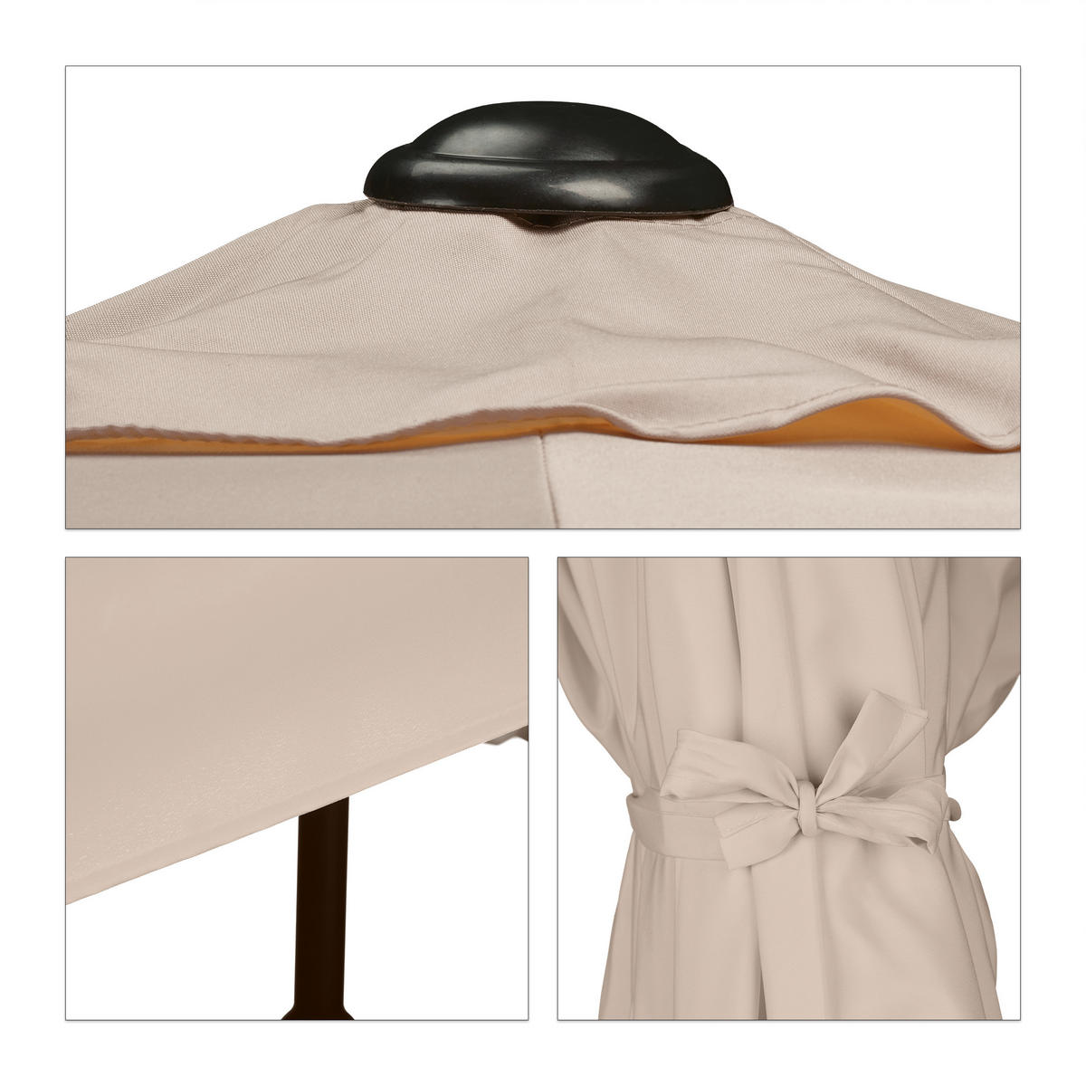 DOPPELSONNENSCHIRM - Beige, Textil/Metall (460/270cm) - Relaxdays