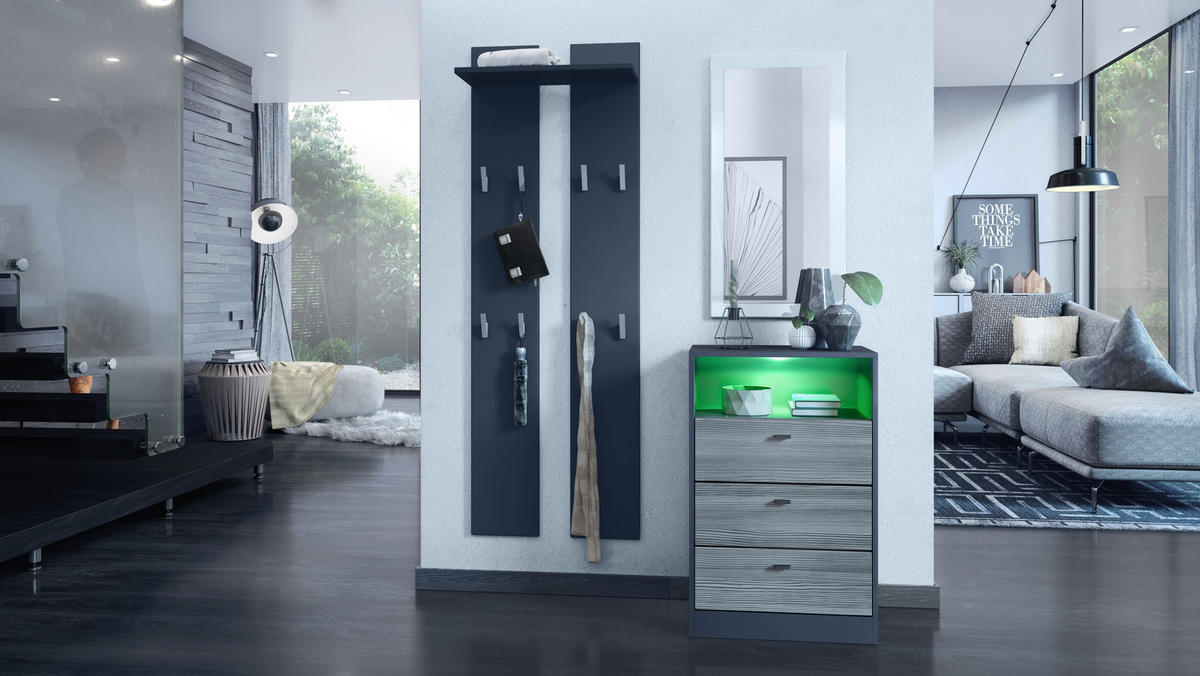 KOMMODE Pino Fronten in Avola-Anthrazit - Anthrazit, Holzwerkstoff (56/86.5/36cm) - Vladon